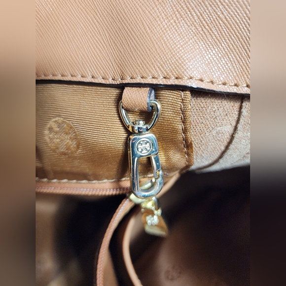Tory Burch Emerson Canvas Leather Tote Caramel Brown Large Bag - Picture 5 of 15